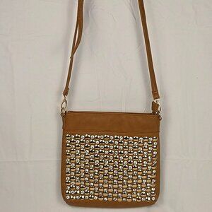 Cato Large Studded Crossbody Bag with Animal Print Lining